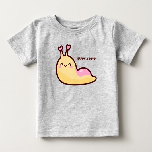 Happy Niedlich Slug Personalisiert Baby T-shirt (Vorderseite)