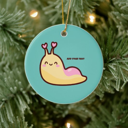 Happy Niedlich Slug Personalisiert Keramik Ornament (Baum)