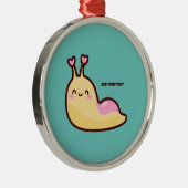 Happy Niedlich Slug Personalisiert Ornament Aus Metall (Rechts)