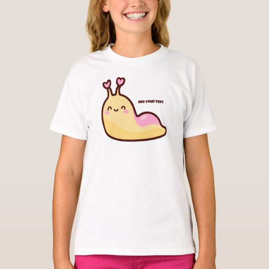 Happy Niedlich Slug Personalisiert T-Shirt (Vorderseite)