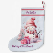 Happy Niedlich Snowman mit aktuellem Bleu Hintergr Kleiner Weihnachtsstrumpf (Rückseite)