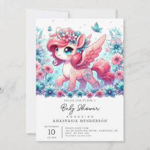 Happy Niedlich Unicorn Kinderdusche Einladung