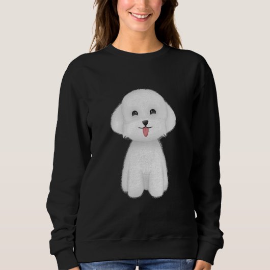 Happy Niedlich White Dog Sweatshirt (Vorderseite)