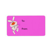 Happy Niedlich White Rabbit Gift Tag Adressaufkleber (Vorne)