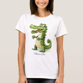 Happy Niedlich Wild Crocodile Jungle Trees Frauen T-Shirt