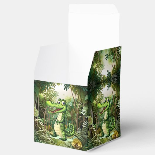 Happy Niedlich Wild Crocodile Jungle Trees Schöne Geschenkschachtel (Geöffnet)