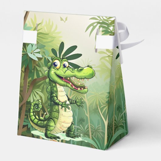 Happy Niedlich Wild Crocodile Jungle Trees Schöne Geschenkschachtel (Rückseite)