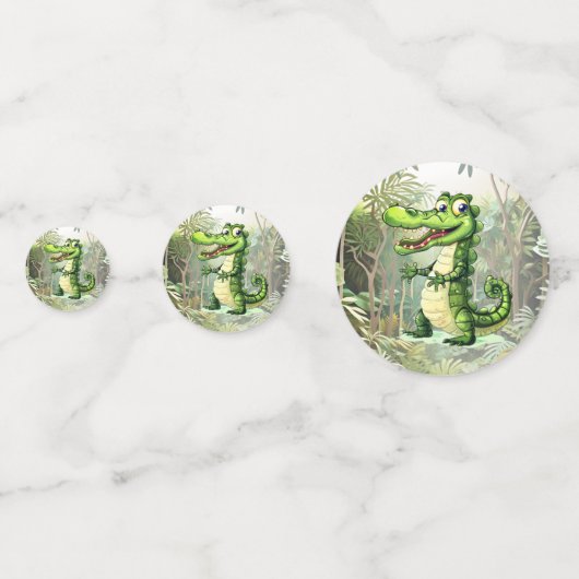 Happy Niedlich Wild Crocodile Jungle Trees Schöne Konfetti (Rückseiten)