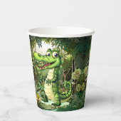 Happy Niedlich Wild Crocodile Jungle Trees Schöne Pappbecher (Rückseite)