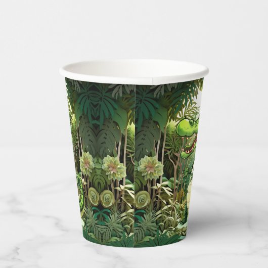 Happy Niedlich Wild Crocodile Jungle Trees Schöne Pappbecher (Rechts)