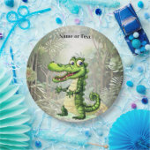 Happy Niedlich Wild Crocodile Jungle Trees Schöne Pappteller (Party)