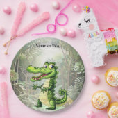 Happy Niedlich Wild Crocodile Jungle Trees Schöne Pappteller (Party)