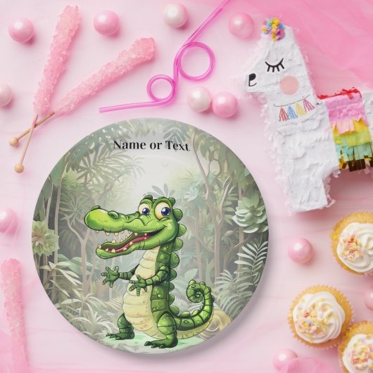 Happy Niedlich Wild Crocodile Jungle Trees Schöne Pappteller (Party)