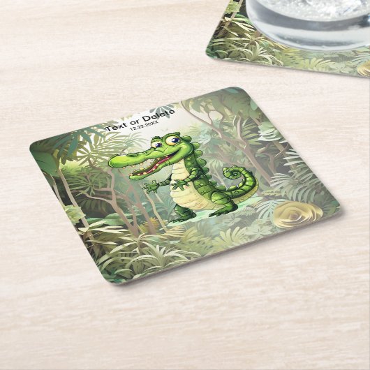 Happy Niedlich Wild Crocodile Jungle Trees Schöne Rechteckiger Pappuntersetzer (angewinkelt)
