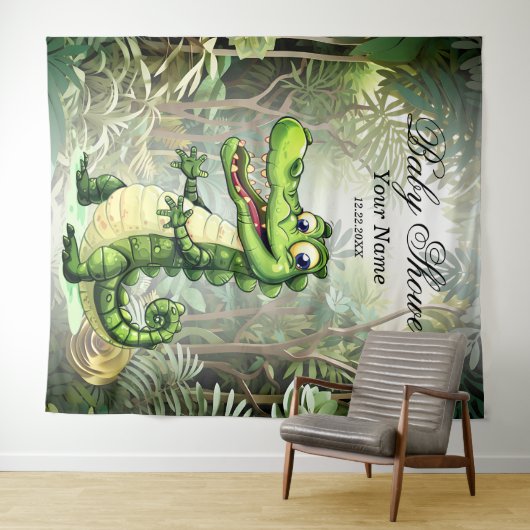 Happy Niedlich Wild Crocodile Jungle Trees Schöne Wandteppich (Beispiel (Horizontal))