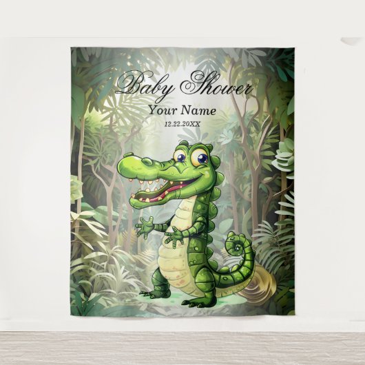 Happy Niedlich Wild Crocodile Jungle Trees Schöne Wandteppich (Vorderseite)