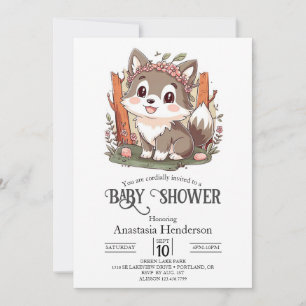 Happy Niedlich Wolf Baby Shower Einladung