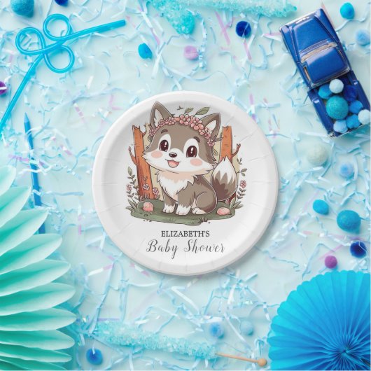 Happy Niedlich Wolf Baby Shower Pappteller (Party)