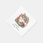 Happy Niedlich Wolf Baby Shower Serviette (Ecke)