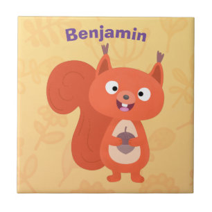 Happy niedliche Red Eichhörnchen Cartoon Illustrat Fliese