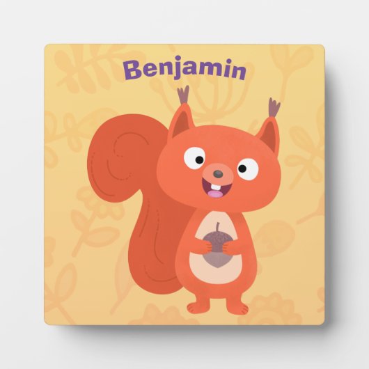 Happy niedliche Red Eichhörnchen Cartoon Illustrat Fotoplatte (Vorderseite)