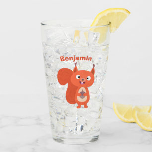 Happy niedliche Red Eichhörnchen Cartoon Illustrat Glas