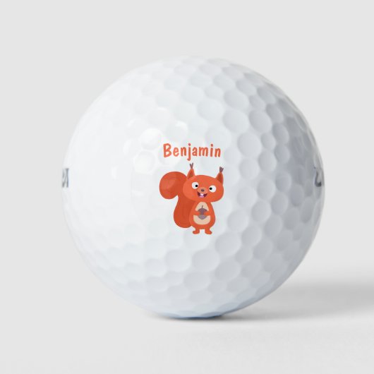 Happy niedliche Red Eichhörnchen Cartoon Illustrat Golfball (Vorderseite)