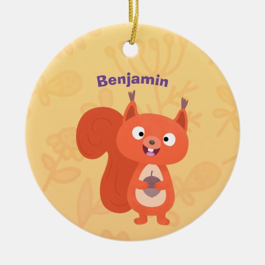 Happy niedliche Red Eichhörnchen Cartoon Illustrat Keramik Ornament (Vorne)