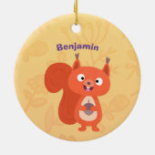 Happy niedliche Red Eichhörnchen Cartoon Illustrat Keramik Ornament (Hinten)
