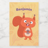 Happy niedliche Red Eichhörnchen Cartoon Illustrat Lebensmitteletikett (Einzelnes Label)