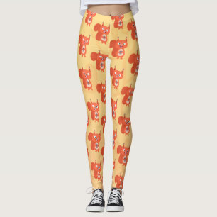 Happy niedliche Red Eichhörnchen Cartoon Illustrat Leggings
