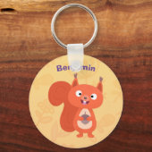 Happy niedliche Red Eichhörnchen Cartoon Illustrat Schlüsselanhänger (Vorderseite)