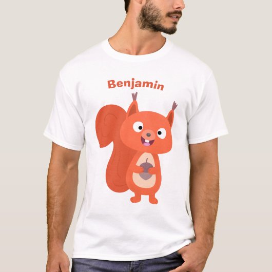 Happy niedliche Red Eichhörnchen Cartoon Illustrat T-Shirt (Vorderseite)