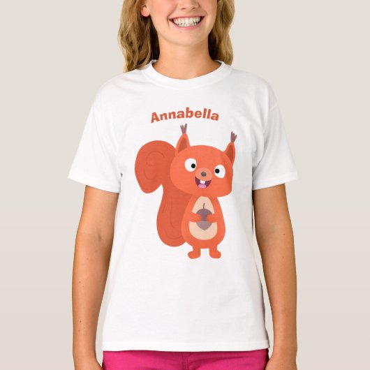 Happy niedliche Red Eichhörnchen Cartoon Illustrat T-Shirt (Vorderseite)