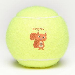 Happy niedliche Red Eichhörnchen Cartoon Illustrat Tennisbälle