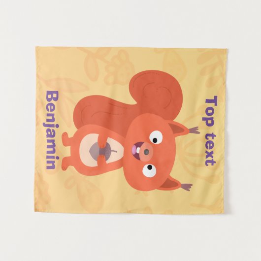 Happy niedliche Red Eichhörnchen Cartoon Illustrat Wandteppich (Vorderseite (Horizontal))