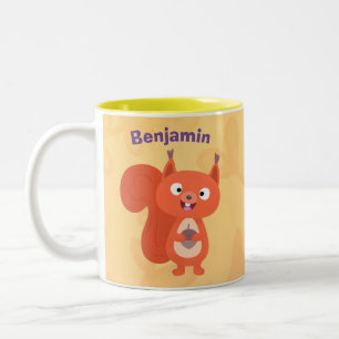 Happy niedliche Red Eichhörnchen Cartoon Illustrat Zweifarbige Tasse
