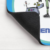 Happy niedliche Roboter Trio-Cartoon auf blauem Hi Mousepad (Ecke)