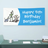 Happy niedliche Roboter Trio-Cartoon Banner (Messe)