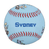 Happy niedliche Roboter Trio-Cartoon Baseball (Rückseite)