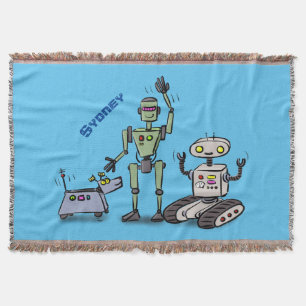 Happy niedliche Roboter Trio-Cartoon Decke