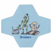 Happy niedliche Roboter Trio-Cartoon Fußball (Flach)