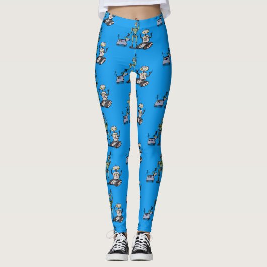 Happy niedliche Roboter Trio-Cartoon Leggings (Vorderseite)