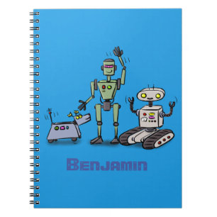 Happy niedliche Roboter Trio-Cartoon Notizblock