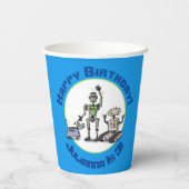 Happy niedliche Roboter Trio-Cartoon Pappbecher (Rückseite)