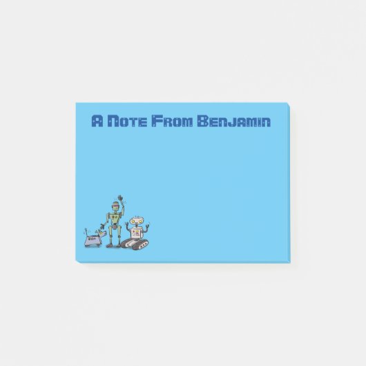 Happy niedliche Roboter Trio-Cartoon Post-it Klebezettel (Vorderseite)