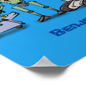 Happy niedliche Roboter Trio-Cartoon Poster (Ecke)