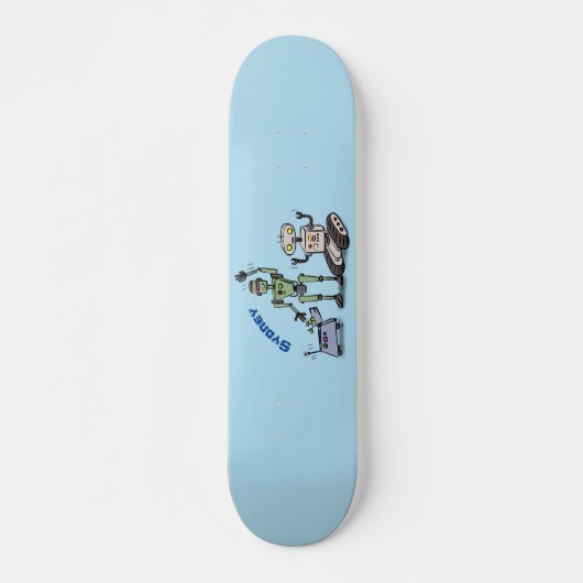 Happy niedliche Roboter Trio-Cartoon Skateboard (Vorne)