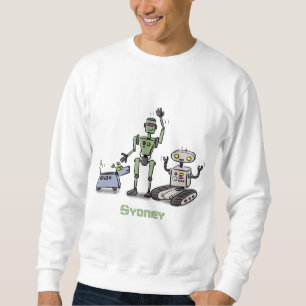 Happy niedliche Roboter Trio-Cartoon Sweatshirt