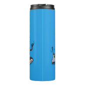 Happy niedliche Roboter Trio-Cartoon Thermosbecher (Rückseite)